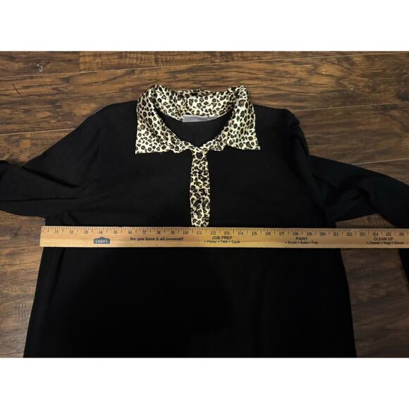 Quacker Factory Sweater Blouse Womens Animal Print Stretch Pullover Cotton XL - Picture 6 of 7